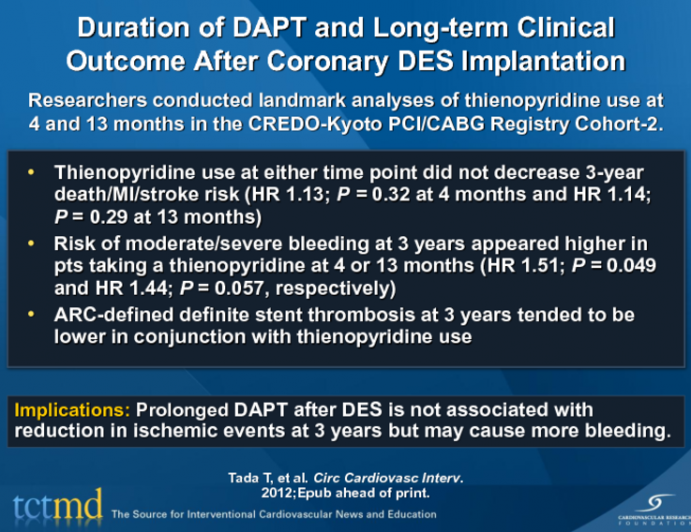 Duration of DAPT and Long-term Clinical Outcome After Coronary DES Implantation