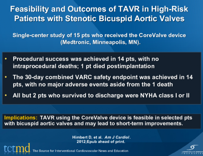 Feasibility and Outcomes of TAVR in High-Risk Patients with Stenotic Bicuspid Aortic Valves