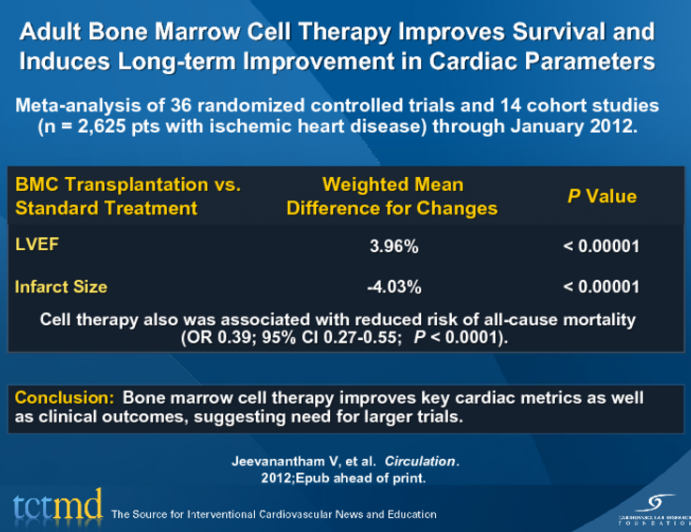 Adult Bone Marrow Cell Therapy Improves Survival and Induces Long-term Improvement in Cardiac Parameters