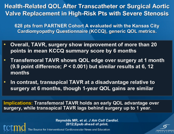 Health-Related QOL After Transcatheter or Surgical Aortic Valve Replacement in High-Risk Pts with Severe Stenosis