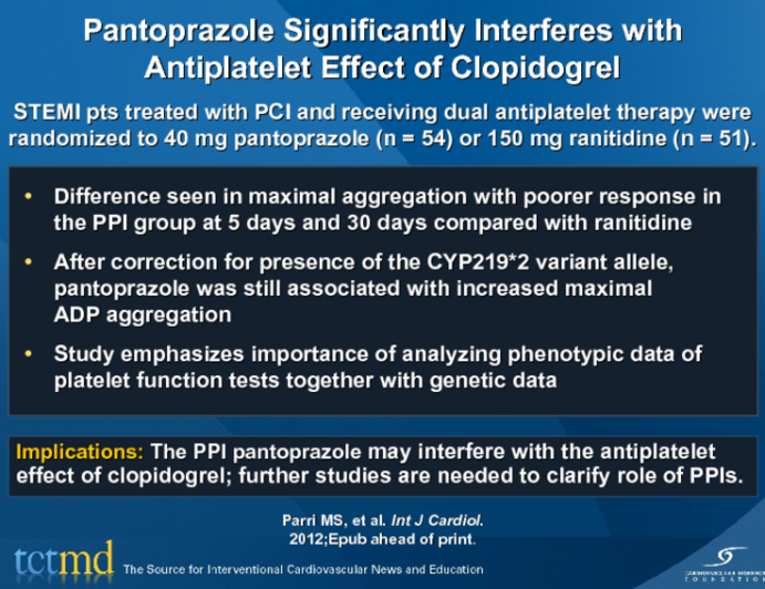 Pantoprazole Significantly Interferes with Antiplatelet Effect of Clopidogrel