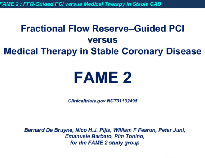 FFR-guided PCI versus Medical Therapy for Stable Cornary Disease