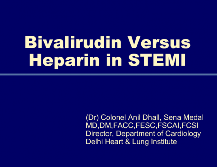 Bivalirudin Versus Heparin in STEMI