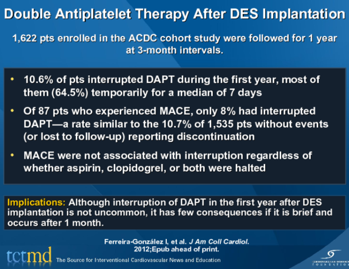 Double Antiplatelet Therapy After DES Implantation