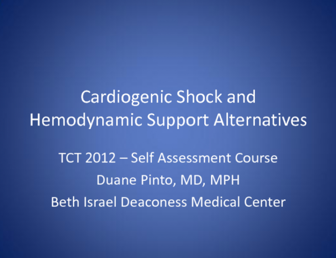 Cardiogenic Shock and Hemodynamic Support Alternatives