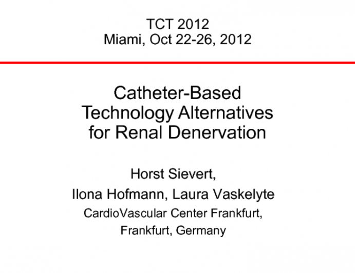 Catheter-Based Technology Alternatives for Renal Denervation