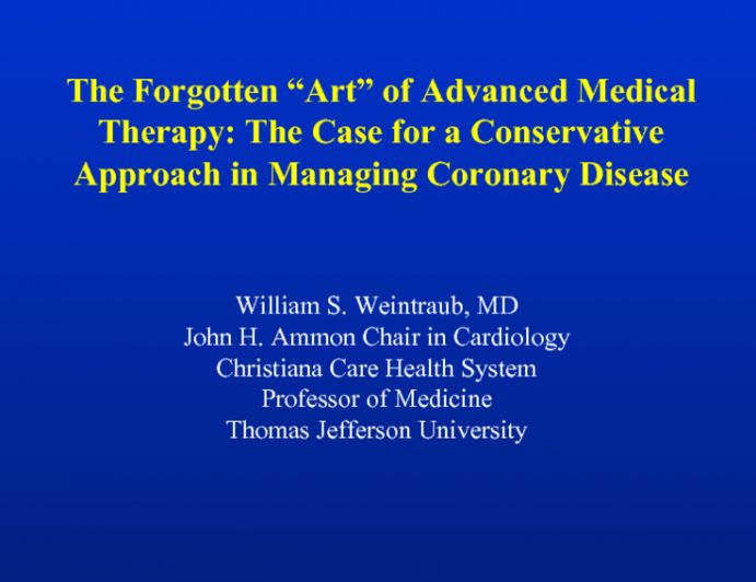 The Forgotten "Art" of Advanced Medical Therapy: The Case for a Conservative Approach in Managing Coronary Disease