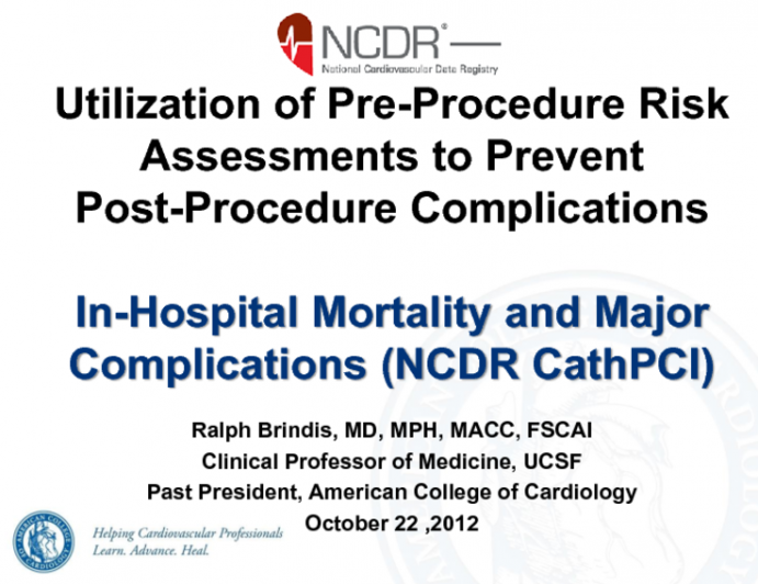 In-Hospital Mortality and Major Complications (NCDR CathPCI)