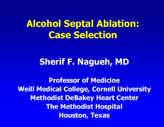 Case Selection for Alcohol Septal Ablation