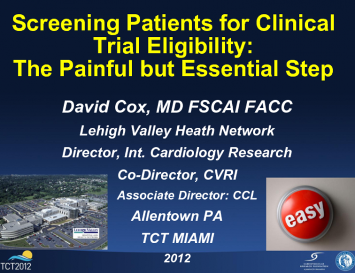 Screening Patients for Clinical Trial Eligibility: The Painful but Essential Step