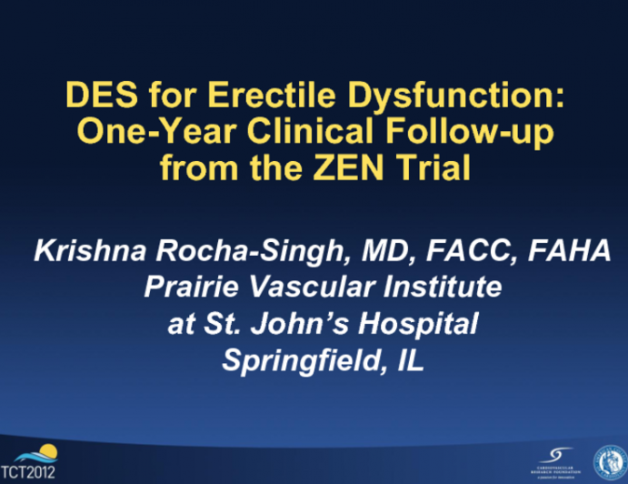 DES for Vascular Erectile Dysfunction: Follow-up from the ZEN First-in-Man Study