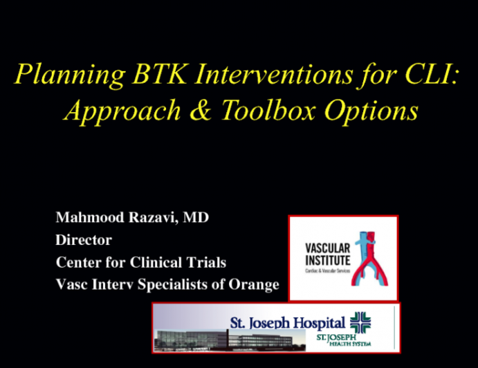 Planning Infrapopliteal Intervention for CLI: Approach and Toolbox Options