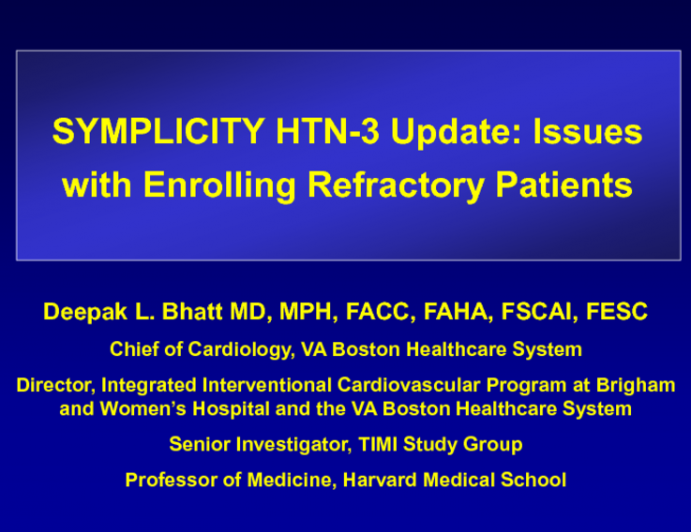 SIMPLICITY 3 Update: Issues with Enrolling Refractory Patients