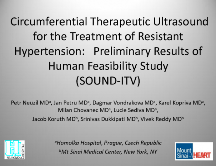 TCT-356: Circumferential Therapeutic Ultrasound for the Treatment of Resistant Hypertension: Preliminary Results of Human Feasibility Study (SOUND-ITV)