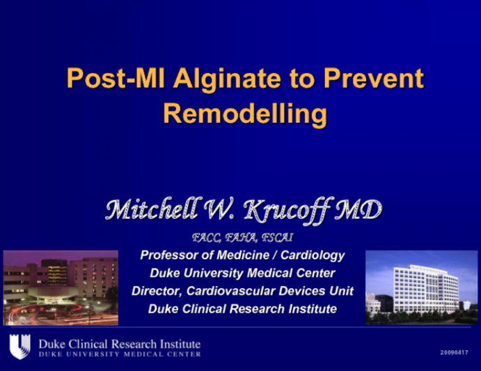 Post-MI Alginate to Prevent Remodeling