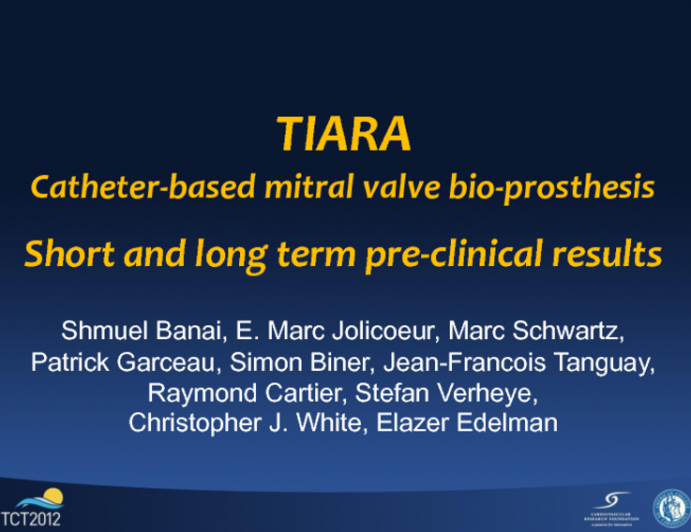 TCT-107: A Novel Catheter-Based Mitral Valve Bioprosthesis: Short-term Preclinical Results