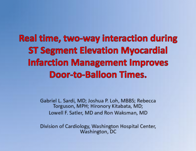 TCT-112: Two-Way Real-time Interaction by Means of a Novel Telecommunications Software Improves Management of Patients with ST-Segment Elevation Myocardial Infarction