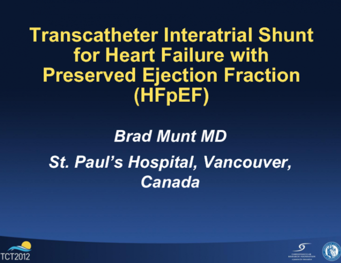 Transcatheter Interatrial Shunt for Heart Failure with Preserved Ejection Fraction (HFPEF)