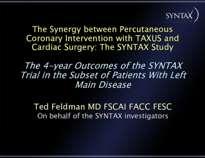 SYNTAX Five-Year Results: Left Main Cohort