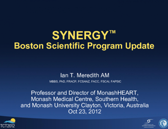 Synergy (Boston Scientific) Program Update