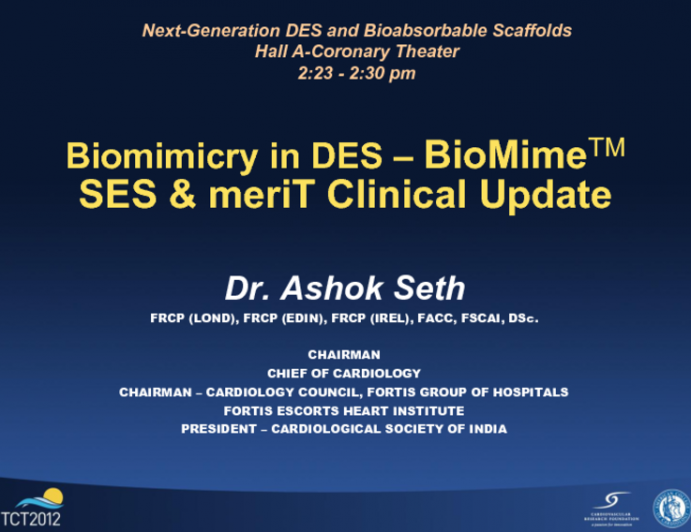 BioMime (Meril Life Sciences) Program Update