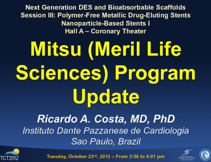 Nanoparticle-Based Stents 1: Mitsui (Meril Life Sciences) Program Update