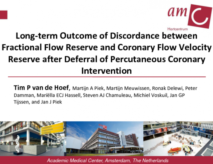 TCT-18. Long-term Outcome of Discordance Between Fractional Flow Reserve and Coronary Flow Velocity Reserve After Deferral of Percutaneous Coronary Intervention