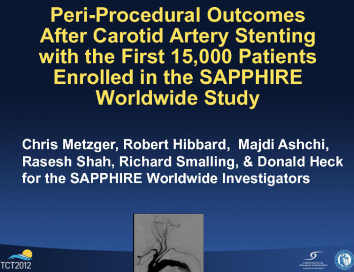 TCT-2. Peri-procedural Outcomes After Carotid Artery Stenting with the First 15,000 Patients Enrolled in the SAPPHIRE Worldwide Study