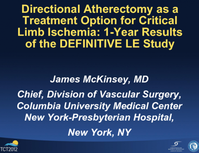 TCT-7. Plaque Excision as a Treatment Option for Critical Limb Ischemia: 1-Year Results of the DEFINITIVE LE Study