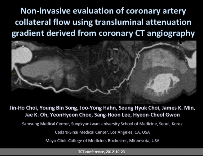 TCT-73. Non-Invasive Evaluation of Coronary Artery Collateral Flow Using Computed Tomographic Angiography