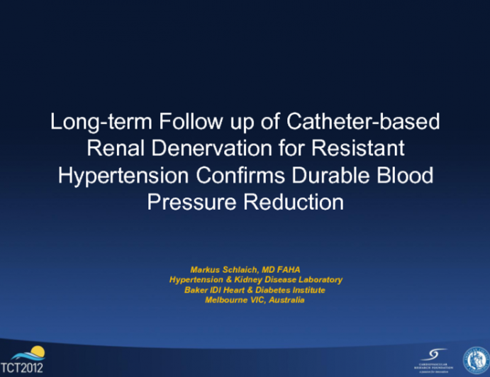 TCT-12. Long-term Follow-up Of Catheter-based Renal Denervation For ...