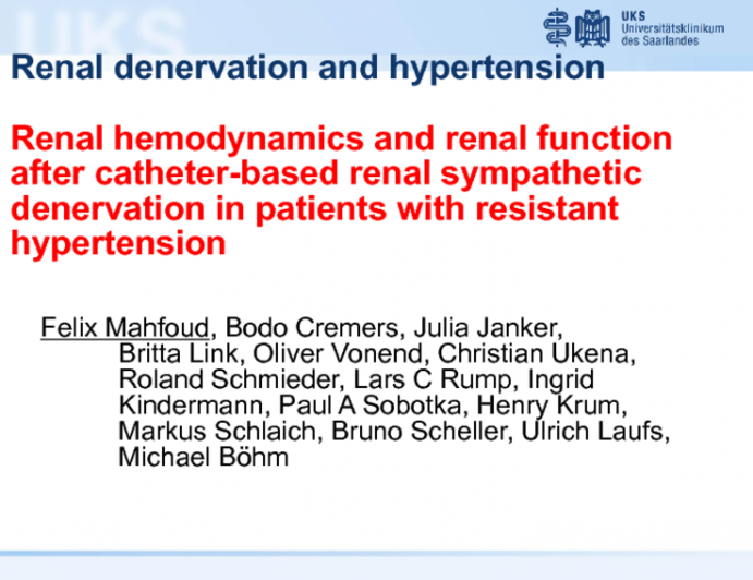 TCT-13. Renal Resistive Indices, Urinary Albumin Excretion and Renal Function in Patients with Resistant Hypertension After Catheter-based Renal Sympathetic Denervation