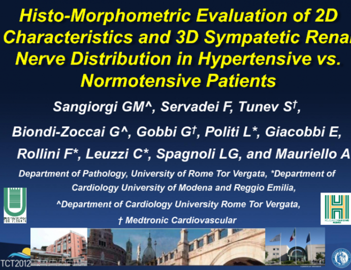 TCT-15. Histo-morphometric Evaluation of 2D Characteristics and 3D Sympathetic Renal Nerve Distribution in Hypertensive vs. Normotensive Patients