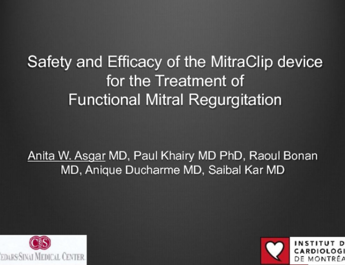 TCT-87. Safety and Efficacy of the MitraClip for the Treatment of Patients with a Dilated Left Ventricle and Functional Mitral Regurgitation