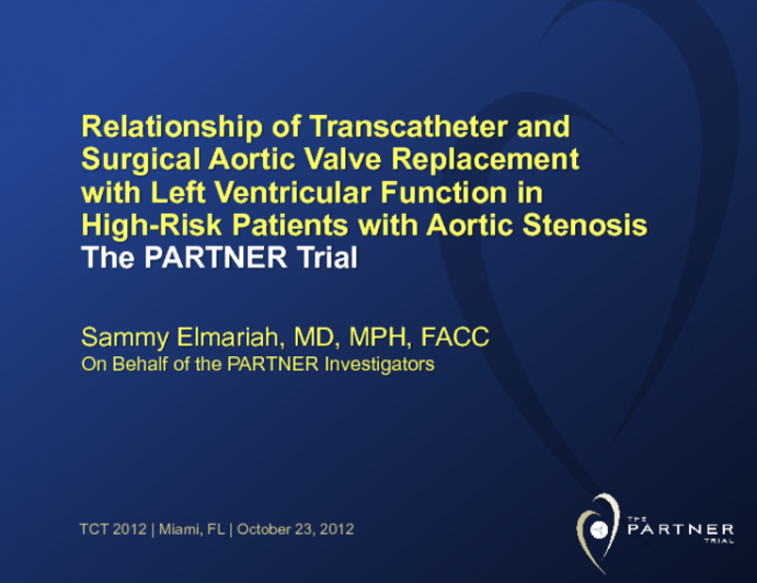 TCT-93. Relationship of Transcatheter and Surgical Aortic Valve Replacement with Left Ventricular Function in High-Risk Patients with Aortic Stenosis