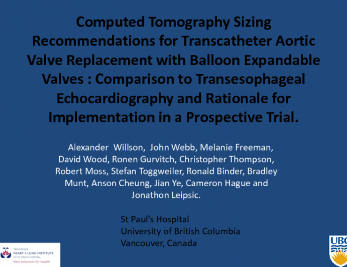 TCT-99. The Vancouver Computed Tomography Sizing Guidelines for Transcatheter Aortic Valve Replacement with Balloon Expandable Valves