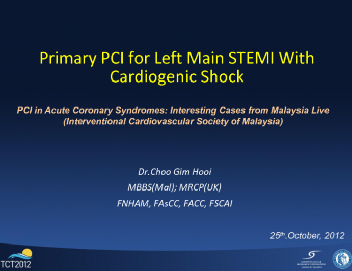 Primary PCI for Left Main STEMI With Cardiogenic Shock