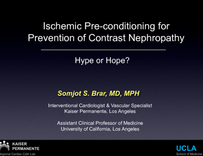 Ischemic Preconditioning to Prevent CIN: Hype or Hope?