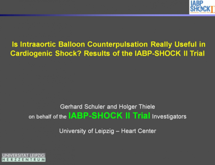 Is Intraaortic Balloon Counterpulsation Really Useful in Cardiogenic Shock? Results of the IABP-SHOCK II Trial