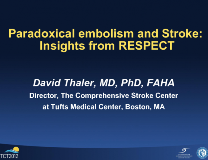 Paradoxical Embolism and Stroke: Insights from RESPECT