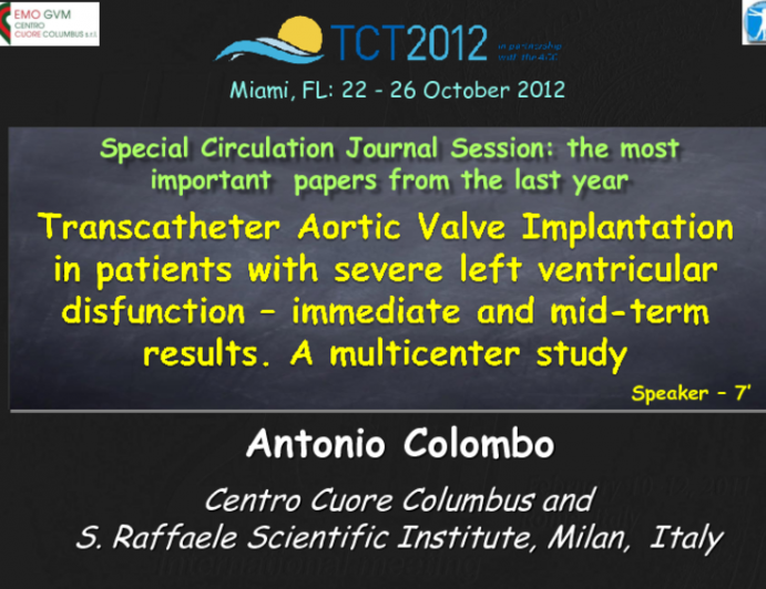 "Transcatheter Aortic Valve Implantation in Patients With Severe Left Ventricular Dysfunction - Immediate and Mid-Term Results. A Multicenter Study." Circ Cardiovasc Interv....