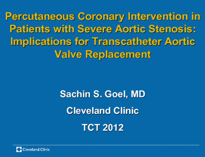 "Percutaneous Coronary Intervention in Patients With Severe Aortic Stenosis: Implications for Transcatheter Aortic Valve Replacement." Circulation. 2012;125:1005-1013.