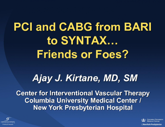 PCI and CABG from Bari to Syntax: Incorporating the Data Into Practice