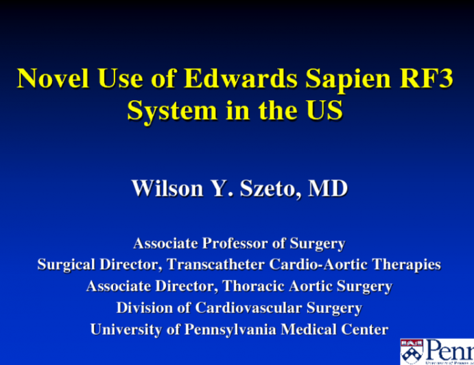 Off-Label Use of the Edwards Sapien RF3 System in the US