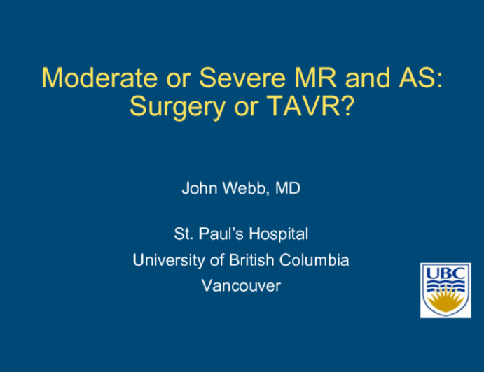 Moderate or Severe Mitral Regurgitation and Aortic Stenosis: Surgery or TAVR?