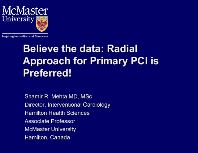 Believe the Data! Radial Approach for Primary PCI Is Preferred!