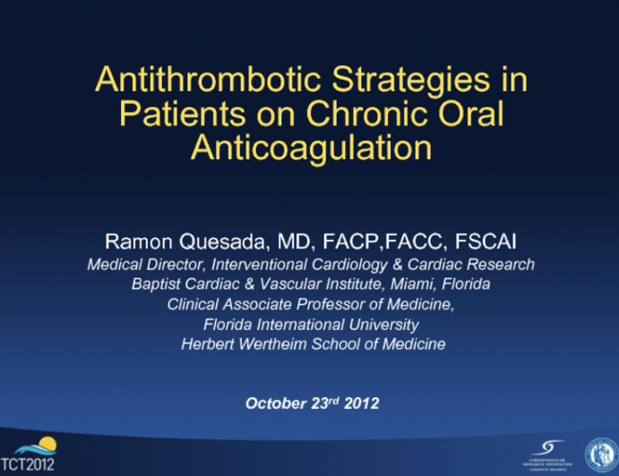 Antithrombotic Strategies in Patients on Chronic Oral Anticoagulation