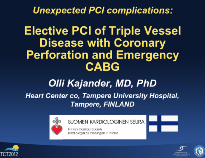 Elective PCI of Triple Vessel Disease with Coronary Perforation and Emergency CABG