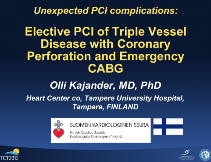 Elective PCI of Triple Vessel Disease with Coronary Perforation and Emergency CABG
