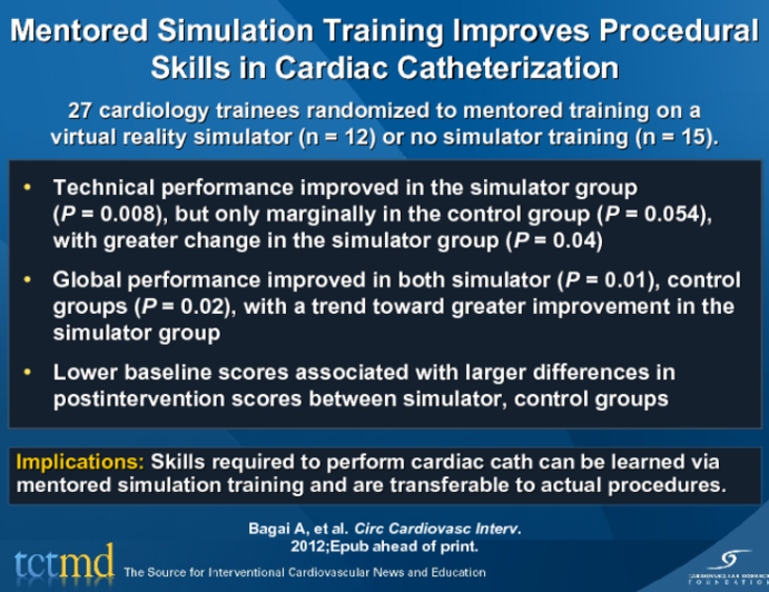 Mentored Simulation Training Improves Procedural Skills in Cardiac Catheterization